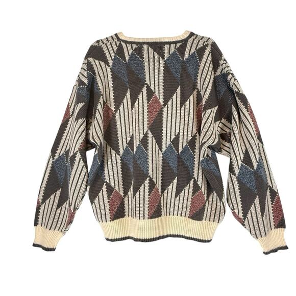 VTG Grandpa Sweater Hennessy Mens SIZE XL Geometric Biggie Van Heusen 90s 80s - Picture 2 of 11